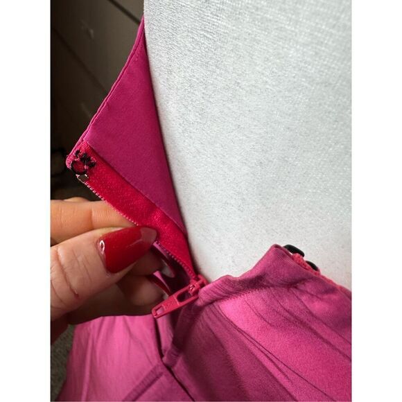 NWT ASPESI Italy Fuchsia strapless silk midi dress size EU40-US 4 - Picture 11 of 13
